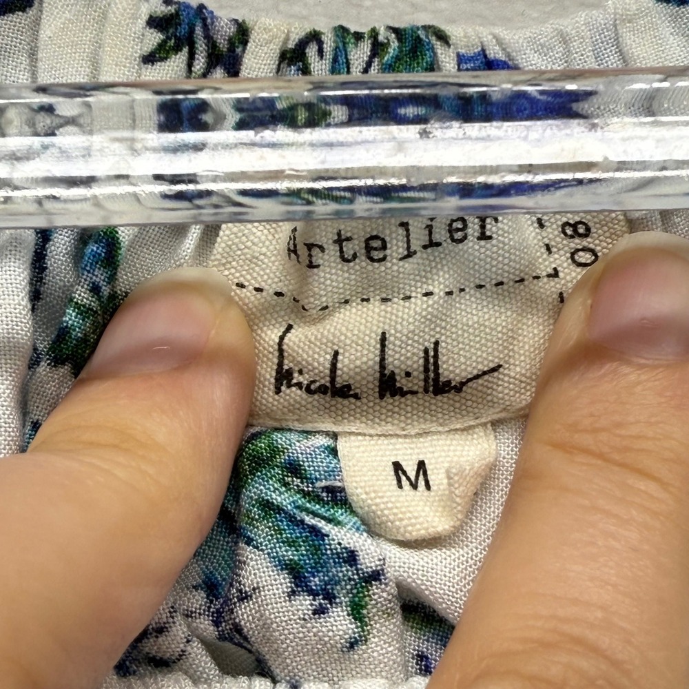 Artelier Nicole Miller Dress Floral Print Ruffle Hem Boho Peasant Medium - Picture 5 of 9